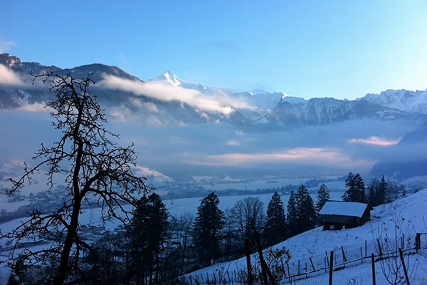 WInterlicher Blick auf Mayrhofen im Zillertal © Hotel Garni Glück auf